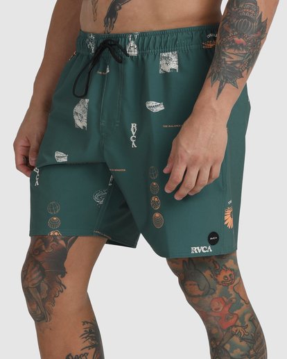 5 VA Pigment Elastic Waist Boardshorts 17" Green AVYBS00204 RVCA