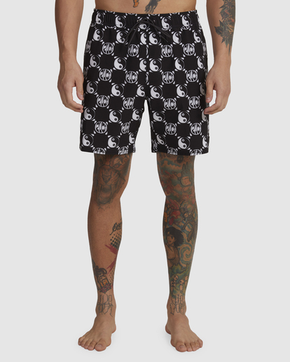 0 VA Pigment Elastic Waist Boardshorts 17" Black AVYBS00204 RVCA