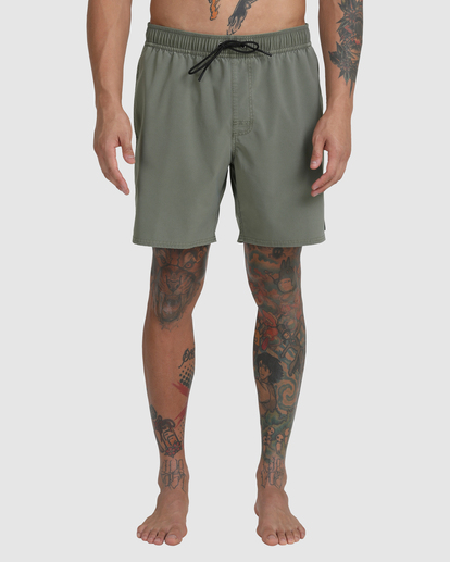 1 VA Pigment Elastic Waist Boardshorts 17" Green AVYBS00207 RVCA