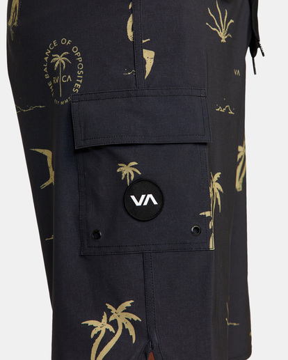 7 Hula Hands Eastern Boardshorts 20" Black AVYBS00234 RVCA