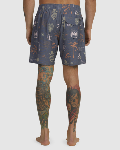2 Wild Card Elastic Boardshorts 17" Blue AVYBS00246 RVCA