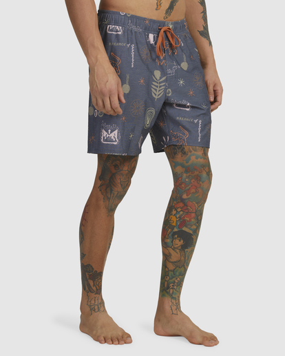 5 Wild Card Elastic Boardshorts 17" Blue AVYBS00246 RVCA