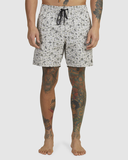 1 Perry 17" Elastic Waist Boardshorts Silver AVYBS00267 RVCA