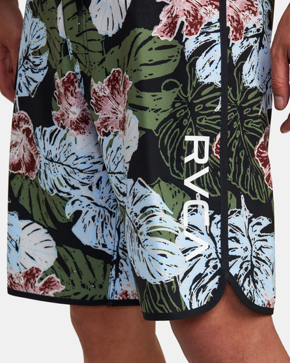 3 Hawaii Monstera 2.0 Eastern 20" Elastic Boardshorts Black AVYBS00287 RVCA