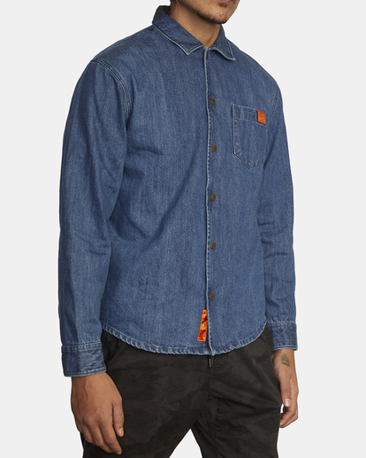 4 Chainmail Overshirt Long Sleeve Shirt White AVYJK00194 RVCA
