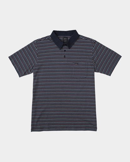 0 Cassady Stripe Polo Shirt Blue AVYKT00124 RVCA