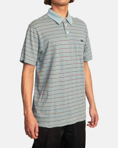 5 Cassady Stripe Polo Shirt Blue AVYKT00124 RVCA