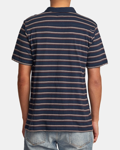 2 Cassady Stripe Polo Shirt Blue AVYKT00124 RVCA