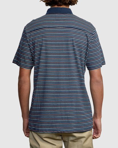 2 Cassady Stripe Polo Shirt Blue AVYKT00124 RVCA