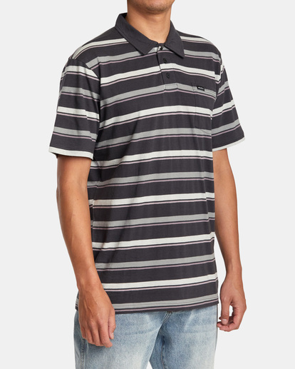 4 Cassady Stripe Polo Shirt Black AVYKT00124 RVCA