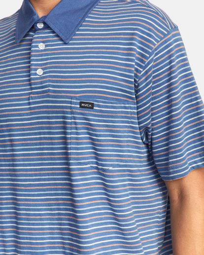 3 Cassady Stripe Polo Shirt Blue AVYKT00124 RVCA