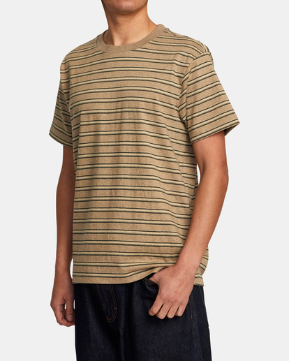 4 Road Runner Stripe Short Sleeve Top Beige AVYKT00279 RVCA