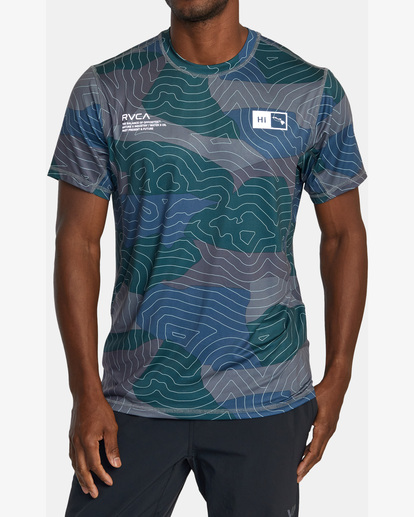0 Hawaii Sport Vent Short Sleeve Training Top Blue AVYKT00301 RVCA