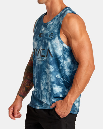 4 Vent VA Sport Badge Technical Training Tank Blue AVYKT00303 RVCA