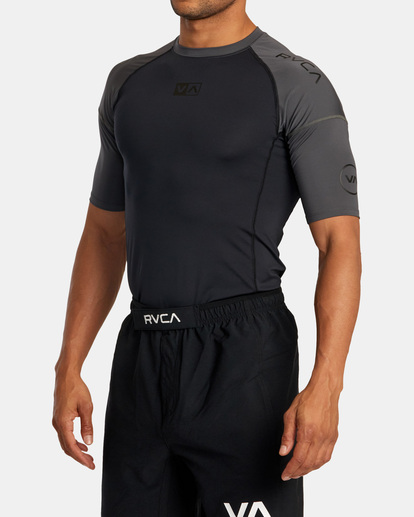 3 VA Sport Short Sleeve Rashguard Black AVYWR00127 RVCA