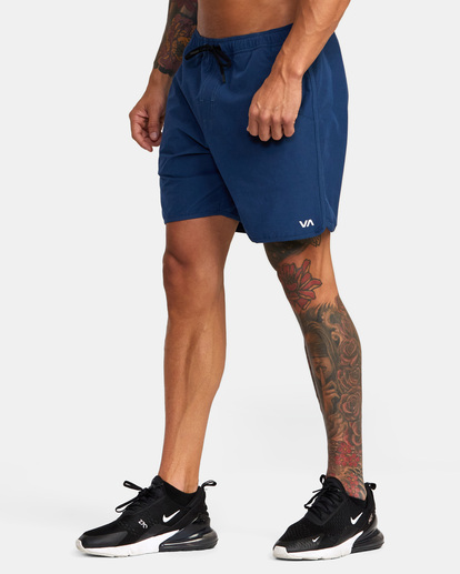 4 Yogger Hybrid Elastic Athletic Shorts 17" Blue AVYWS00144 RVCA