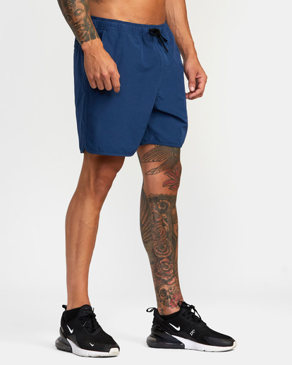 6 Yogger Hybrid Elastic Athletic Shorts 17" Blue AVYWS00144 RVCA