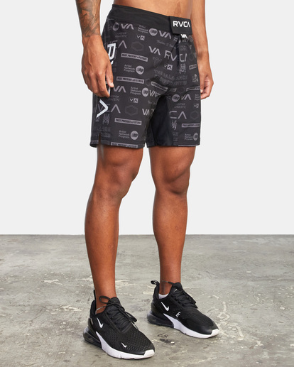 6 Fight Scrapper Elastic Waist Walkshorts 15" Black AVYWS00174 RVCA