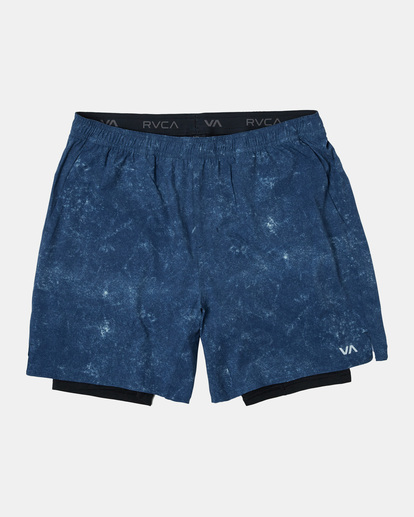 0 Yogger Train 2-In-1 Elastic Waist Workout Shorts 17" Blue AVYWS00229 RVCA