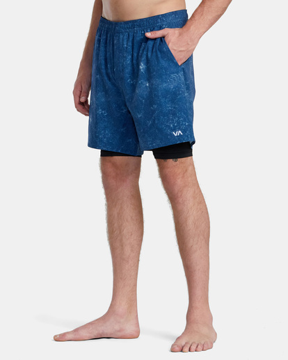 4 Yogger Train 2-In-1 Elastic Waist Workout Shorts 17" Blue AVYWS00229 RVCA
