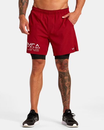 1 Yogger Train 2-In-1 Elastic Waist Workout Shorts 17" Grey AVYWS00229 RVCA