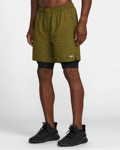 3 Yogger Train 2-In-1 Elastic Waist Workout Shorts 17" Green AVYWS00229 RVCA