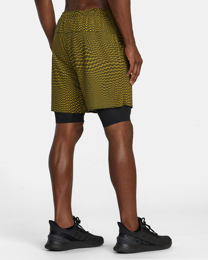 4 Yogger Train 2-In-1 Elastic Waist Workout Shorts 17" Green AVYWS00229 RVCA