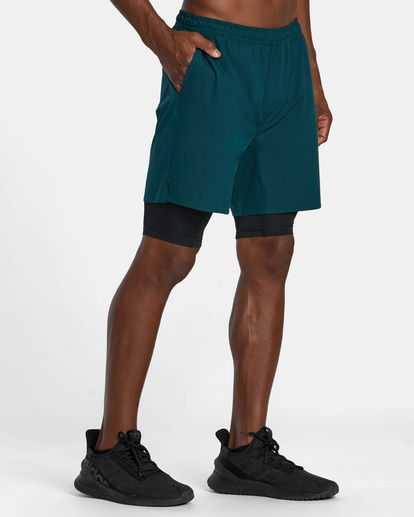 5 Yogger Train 2-In-1 Elastic Waist Workout Shorts 17" Green AVYWS00229 RVCA