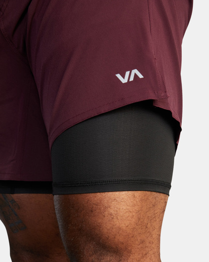 7 Yogger Train 2-In-1 Elastic Waist Workout Shorts 17" Red AVYWS00229 RVCA