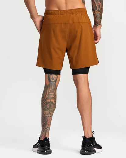 1 Yogger Train 2-In-1 Elastic Waist Workout Shorts 17" Brown AVYWS00229 RVCA