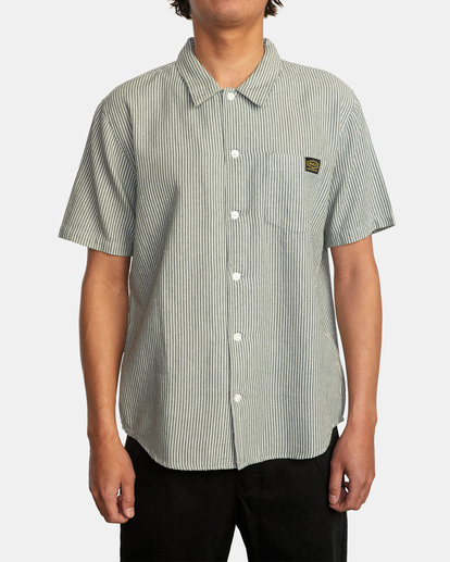 1 Dayshift Stripe II Short Sleeve Shirt Green AVYWT00272 RVCA