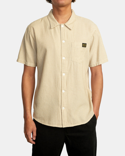 1 Dayshift Stripe II Short Sleeve Shirt Beige AVYWT00272 RVCA