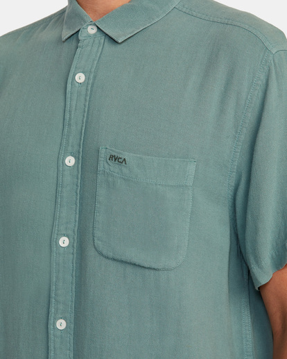 3 PTC Woven Short Sleeve Shirt Blue AVYWT00276 RVCA