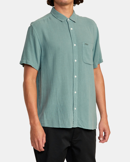 5 PTC Woven Short Sleeve Shirt Blue AVYWT00276 RVCA
