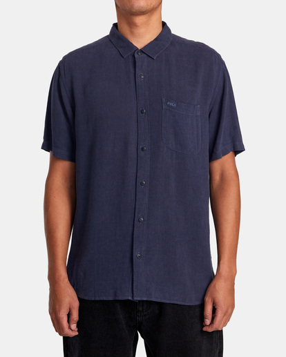 1 PTC Woven Short Sleeve Shirt Blue AVYWT00276 RVCA