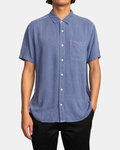 1 PTC Woven Short Sleeve Shirt Blue AVYWT00276 RVCA