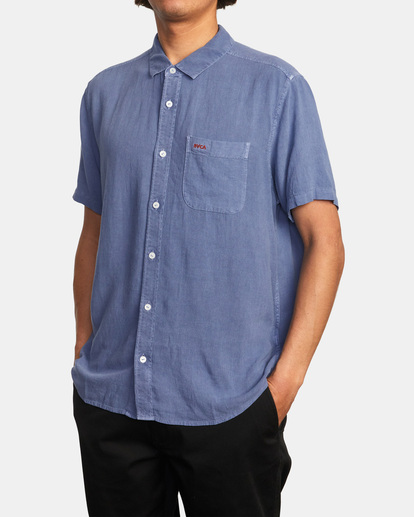 4 PTC Woven Short Sleeve Shirt Blue AVYWT00276 RVCA