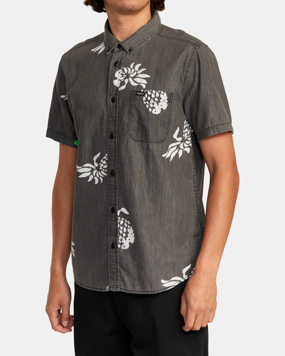 4 Neo Denim Short Sleeve Shirt Black AVYWT00319 RVCA