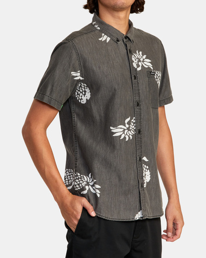 5 Neo Denim Short Sleeve Shirt Black AVYWT00319 RVCA