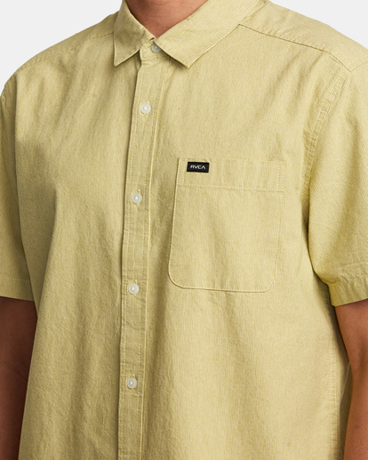 3 Visions Stripe Short Sleeve Shirt Green AVYWT00386 RVCA