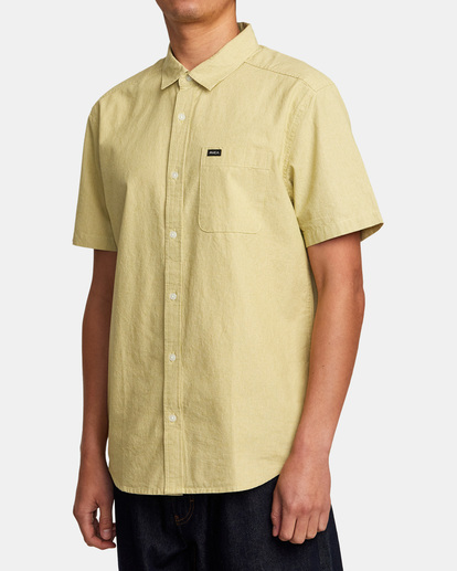 4 Visions Stripe Short Sleeve Shirt Green AVYWT00386 RVCA