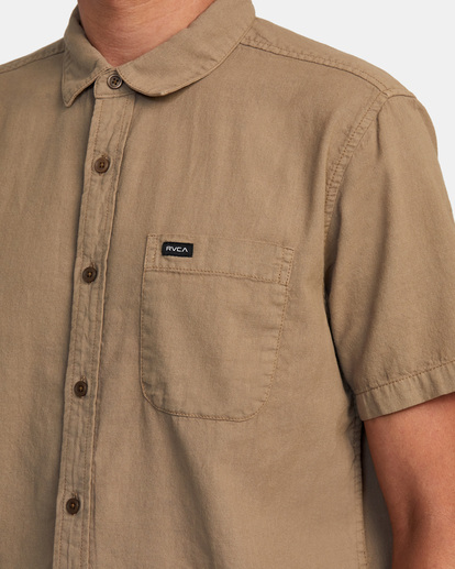 3 PTC Woven Short Sleeve Shirt Grey AVYWT00388 RVCA