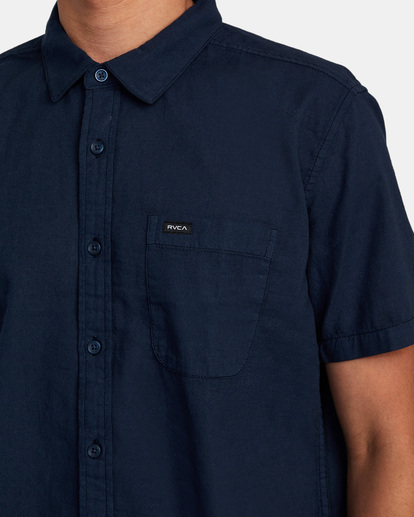 3 PTC Woven Short Sleeve Shirt Blue AVYWT00388 RVCA