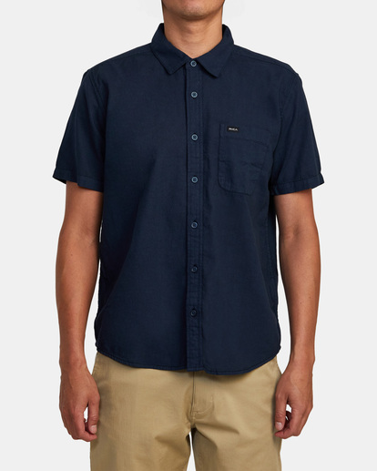 1 PTC Woven Short Sleeve Shirt Blue AVYWT00388 RVCA