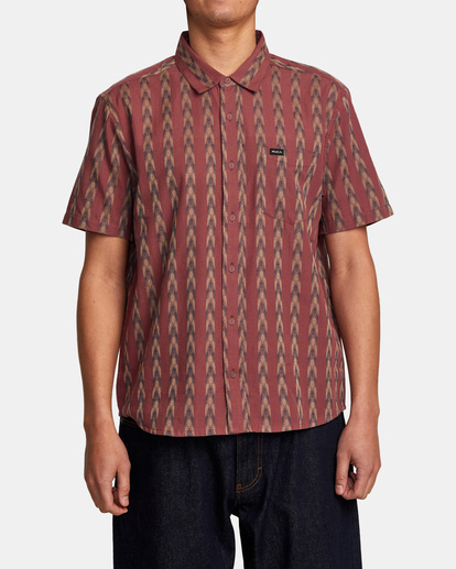 1 Upwards Ikat Short Sleeve Shirt Red AVYWT00394 RVCA