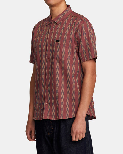 4 Upwards Ikat Short Sleeve Shirt Red AVYWT00394 RVCA