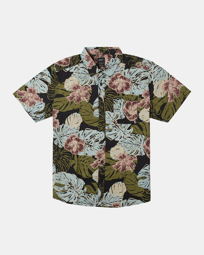 0 Monstera 2.0 Woven Short Sleeve Shirt Black AVYWT00396 RVCA