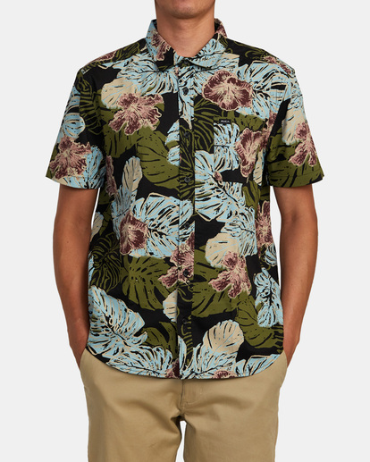 1 Monstera 2.0 Woven Short Sleeve Shirt Black AVYWT00396 RVCA