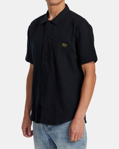 3 Recession Collection Day Shift Short Sleeve Shirt Black AVYWT00403 RVCA