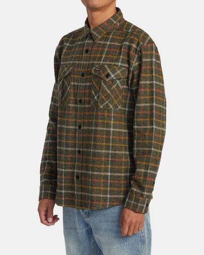 3 Hughes Flannel - Long Sleeve Shirt for Men Grey AVYWT00452 RVCA